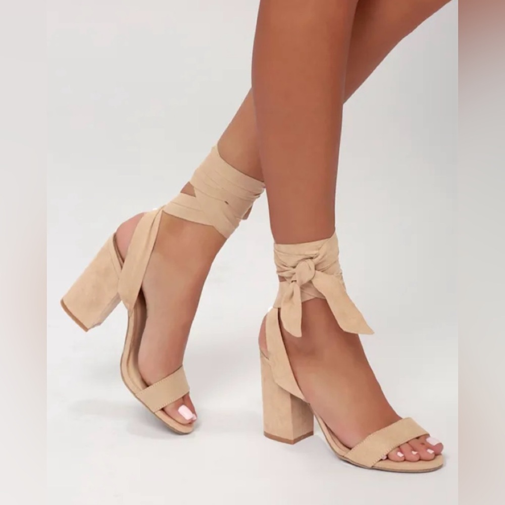 Elegant Tan Block Heel Sandals